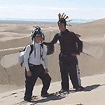 Davis and Pat sandboarding Great Dunes Colorado'!